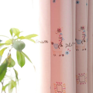 Embroidered Faux linen deer Curtains